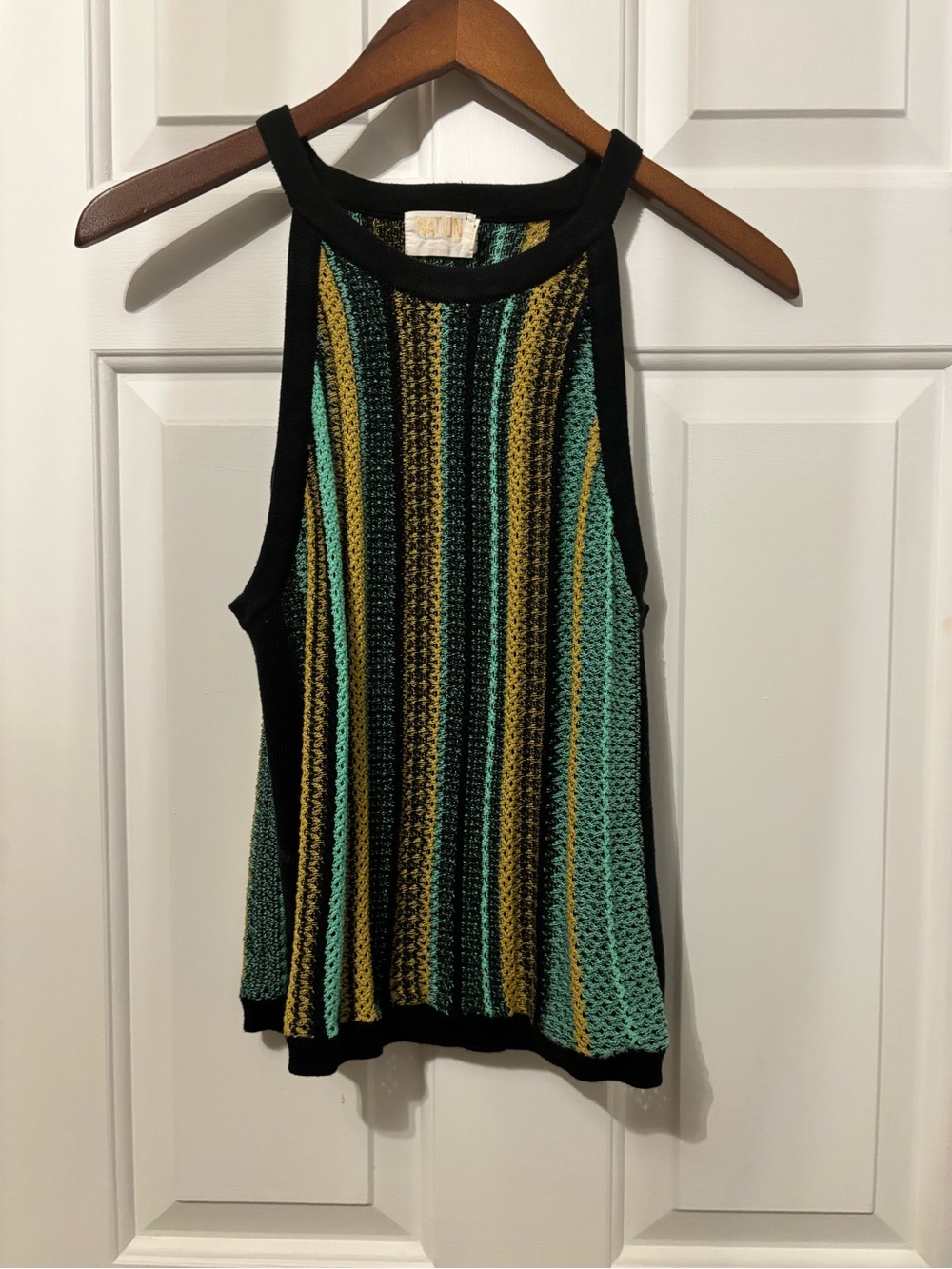 Nation LTD Striped Knit Racerback Tank - Black, Green & Yellow - Picture 3 of 4